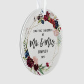 私たちの初めてのクリスマスミスター&ミセス |最初の結婚した写真 オーナメント (正面)
