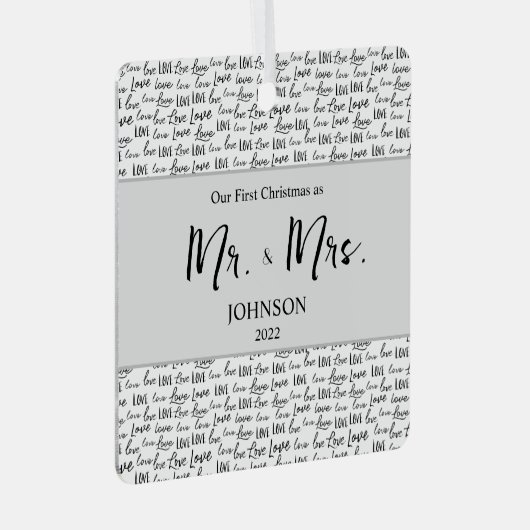 私たちの初めてのクリスマスミセス結婚の写真 メタルオーナメント (正面右)