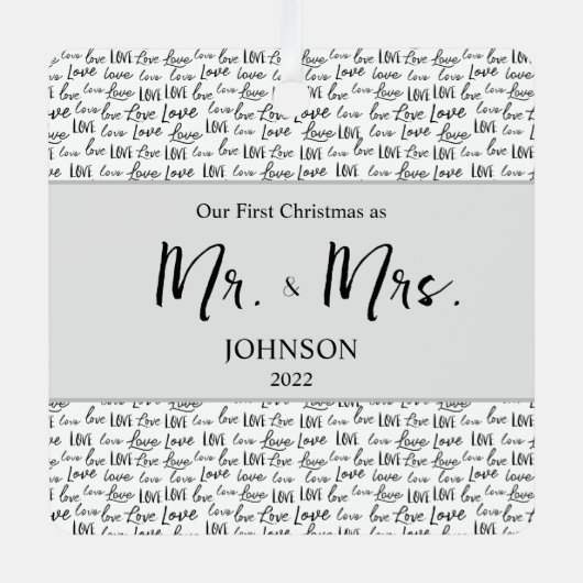 私たちの初めてのクリスマスミセス結婚の写真 メタルオーナメント (正面)