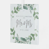 私たちの初めてのクリスマスミセス・カスタムデイト ガラスオーナメント (正面左)