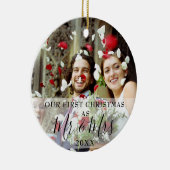 私たちの初めてのクリスマスミセス・ネーム写真の休日 セラミックオーナメント (右)