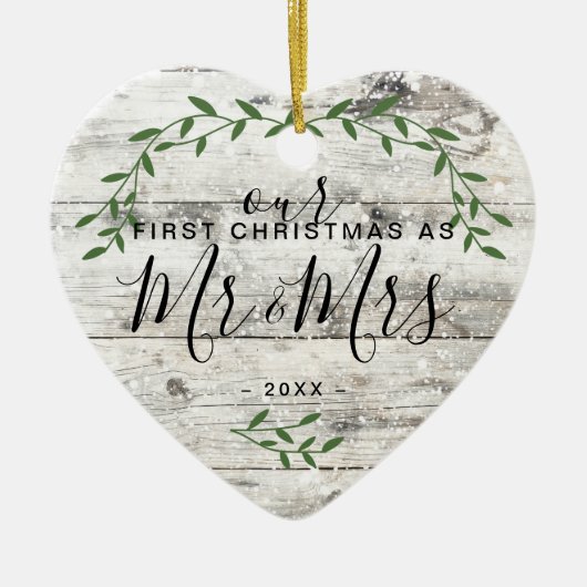 私たちの初めてのクリスマスミセス・フォト セラミックオーナメント (正面)