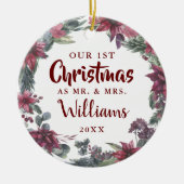 私たちの初めてのクリスマスミセス・フローラ写真 セラミックオーナメント (正面)