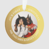 私たちの初めてのクリスマスミセス・金ゴールド写真モダン オーナメント (正面)