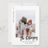 私たちの初めてのクリスマスモダンの結婚した新しい写真 シーズンカード (正面)