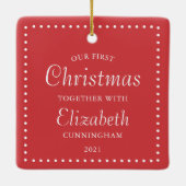 私たちの初めてのクリスマスモダンシンプル一緒 セラミックオーナメント (裏面)