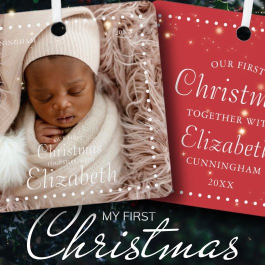 私たちの初めてのクリスマスモダンシンプル一緒 セラミックオーナメント