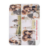 私たちの初めてのクリスマスモダン写真コラージュのクリスマス マグネット (縦)