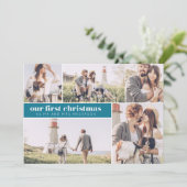 私たちの初めてのクリスマスモダン写真コラージュのクリスマス 案内状 (スタンド正面)