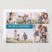 私たちの初めてのクリスマスモダン写真コラージュのクリスマス 案内状 (正面/裏面)