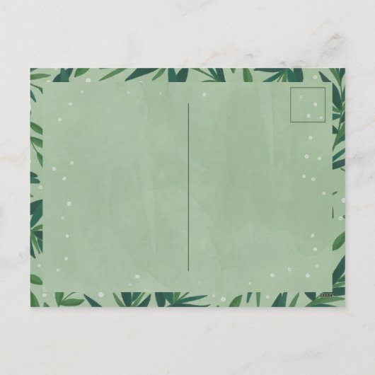 私たちの初めてのクリスマスモダン植物写真 シーズンポストカード (裏面)