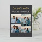 私たちの初めてのクリスマスモダン沿岸4写真金ゴールド 箔シーズンカード (立ち正面)