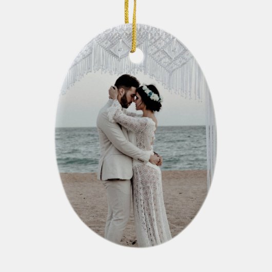 私たちの初めてのクリスマスモノグラム航海の写真 セラミックオーナメント (裏面)