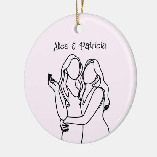 私たちの初めてのクリスマスレズビアンカップル セラミックオーナメント (左)