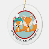 私たちの初めてのクリスマスレッドキツネ パーソナライズされた セラミックオーナメント (左)