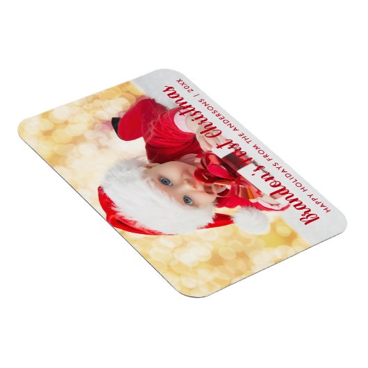 私たちの初めてのクリスマスレッドスクリプトフォトマグネット マグネット (右側)