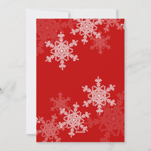 私たちの初めてのクリスマスレッドスノーフレークスミニマリスト シーズンカード (裏面)