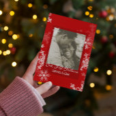 私たちの初めてのクリスマスレッドスノーフレークスミニマリスト シーズンカード