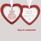 私たちの初めてのクリスマスレッドスワールホリデーツリー オーナメント