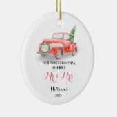 私たちの初めてのクリスマスレッドトラックセラミックオーナメント セラミックオーナメント (右)
