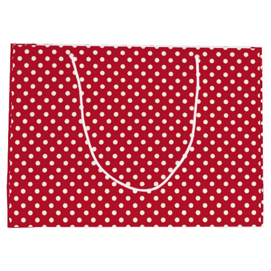 私たちの初めてのクリスマスレッド水玉模様カップルカスタム ラージペーパーバッグ (裏面)