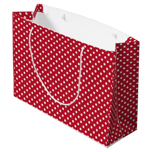 私たちの初めてのクリスマスレッド水玉模様カップルカスタム ラージペーパーバッグ (裏面アングル)
