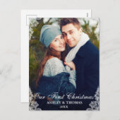 私たちの初めてのクリスマスレース縁どカップルの写真 シーズンポストカード (正面/裏面)