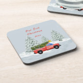 私たちの初めてのクリスマスヴィンテージトラックオーナメント コースター (左側)