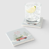 私たちの初めてのクリスマスヴィンテージトラックオーナメント ストーンコースター (横)