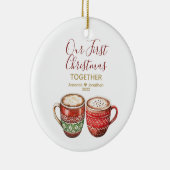 私たちの初めてのクリスマス一緒にホットココアギフト セラミックオーナメント (右)