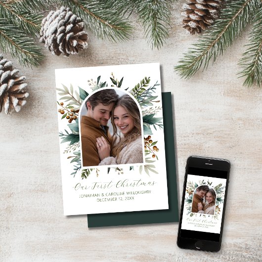 私たちの初めてのクリスマス乾植物写真 シーズンカード