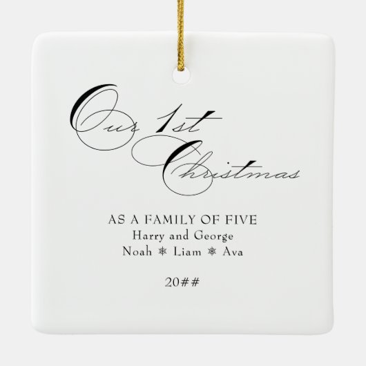 私たちの初めてのクリスマス写真と書エレガント類 セラミックオーナメント (裏面)
