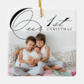 私たちの初めてのクリスマス写真と書エレガント類 セラミックオーナメント (正面)