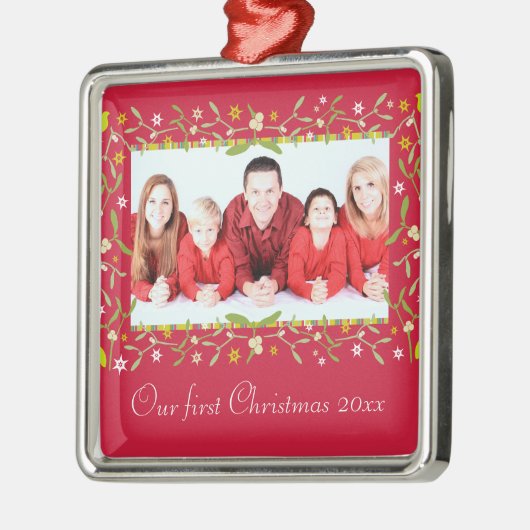 私たちの初めてのクリスマス写真オーナメント メタルオーナメント (左)