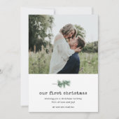 私たちの初めてのクリスマス写真ホリー新婚クリスマス シーズンカード (正面)