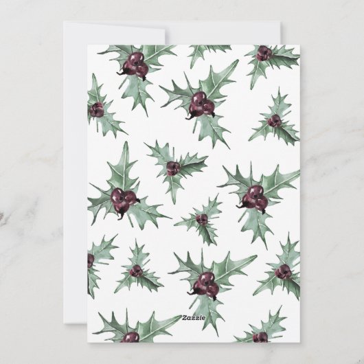 私たちの初めてのクリスマス写真ホリー新婚クリスマス シーズンカード (裏面)