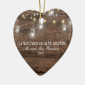 私たちの初めてのクリスマス写真メイスンジャースストリングライト セラミックオーナメント (左)