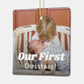 私たちの初めてのクリスマス写真モダン書道 セラミックオーナメント (左)