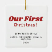 私たちの初めてのクリスマス写真モダン書道 セラミックオーナメント (裏面)