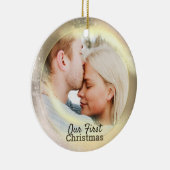 私たちの初めてのクリスマス写真年カップルの木のデコール セラミックオーナメント (右)