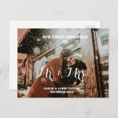 私たちの初めてのクリスマス写真Mr. & Mrs. Newlyweds  シーズンポストカード (正面/裏面)