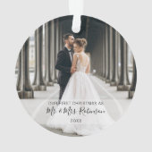 私たちの初めてのクリスマス写真Newlywed オーナメント (裏面)