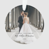 私たちの初めてのクリスマス写真Newlywed オーナメント (正面)