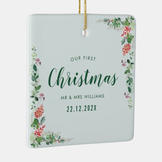 私たちの初めてのクリスマス冬のフローラ セラミックオーナメント (右)