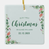 私たちの初めてのクリスマス冬のフローラ セラミックオーナメント (正面)