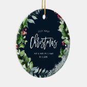 私たちの初めてのクリスマス冬のリース セラミックオーナメント (右)