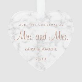 私たちの初めてのクリスマス大理石バラ金ゴールドレズビアン オーナメント