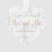 私たちの初めてのクリスマス大理石バラ金ゴールドレズビアン オーナメント (裏面)