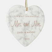 私たちの初めてのクリスマス大理石バラ金ゴールドレズビアン セラミックオーナメント (右)