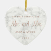 私たちの初めてのクリスマス大理石バラ金ゴールドレズビアン セラミックオーナメント (正面)